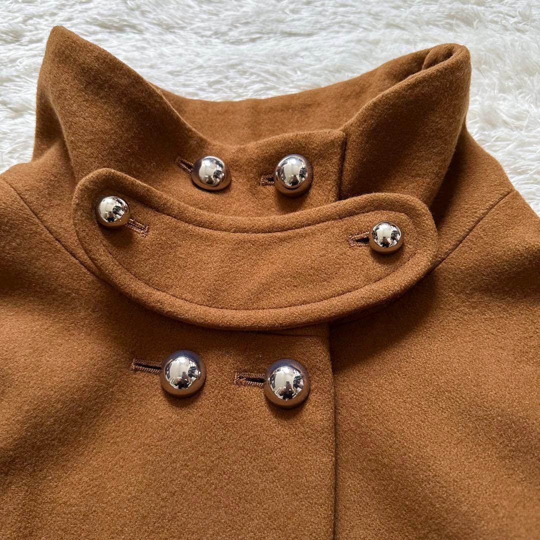 mici 》スタンドカラーミドルコート メタルボタン 日本製 ブラウン S