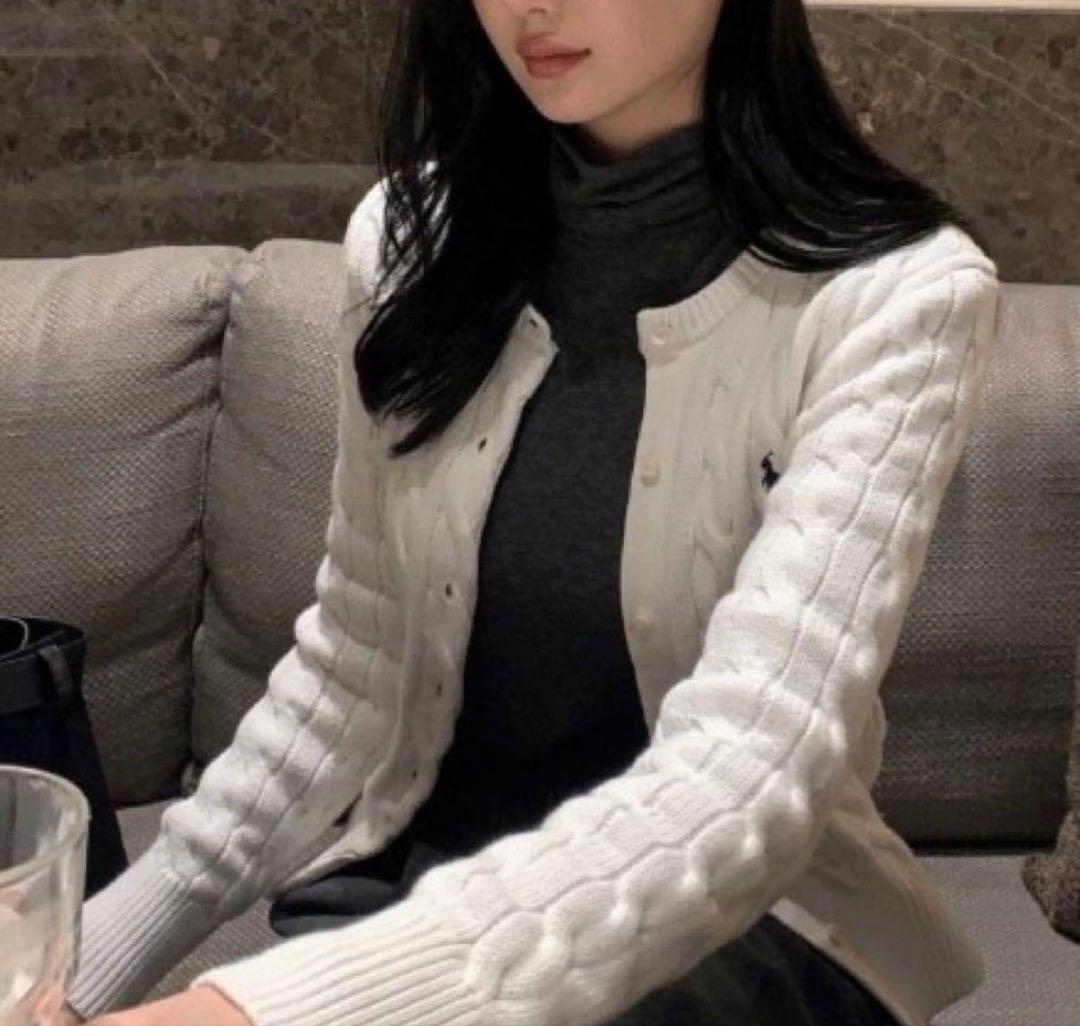 美品 ポロ ラルフローレン ケーブルニットカーディガン カシミヤ