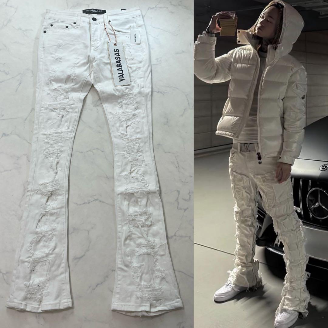 valabasas バラバサス クラッシュスキニーフレアデニム ホワイト 29