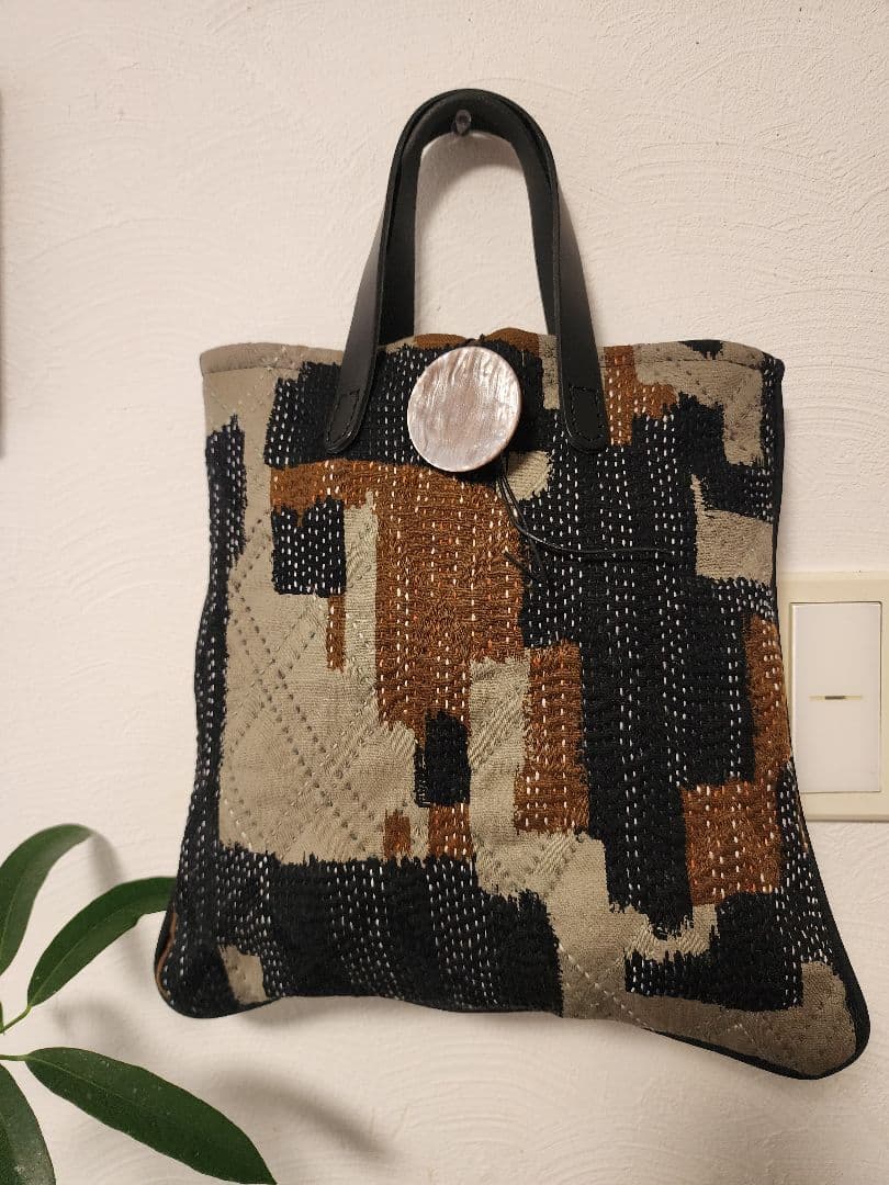 ★★★新作　秋色　幾何学模様の刺し子トードバッグ　一点物　センソユニコ慈雨等 4381760a35399f7e3a075e0acfc7ea