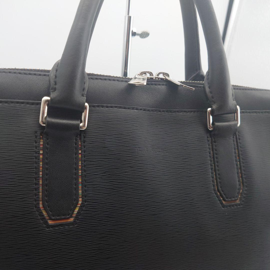 ポールスミス ビジネスバッグ マルチストライプ レザー A4 黒 - メルカリ