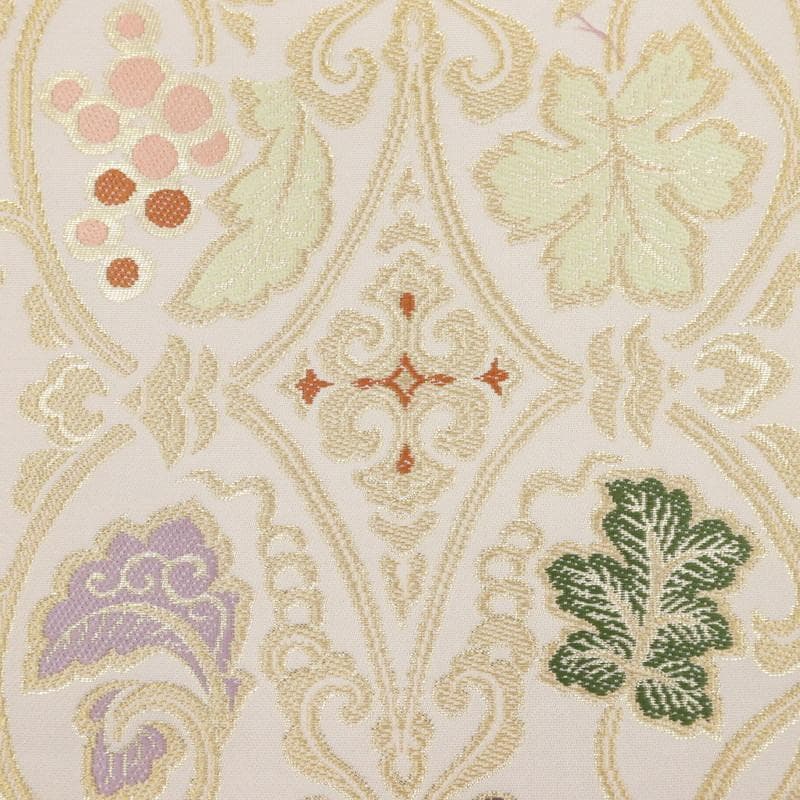 《特選豪華◆本袋帯■煌びやか葡萄唐草◆六通柄■アイボリー◆正絹着物◆FY3-4》