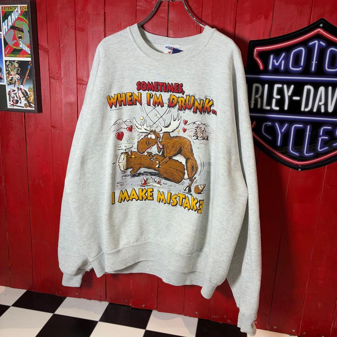 90s USA製　JERZEES セクシースウェット　ジョーク　鹿　酔っ払い 90s USA製 JERZEES セクシースウェット ジョーク 鹿 酔っ払い 90s