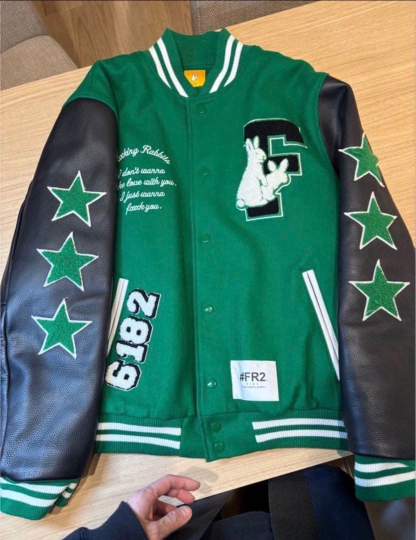 FIXKING RABBITS スタジャン #FR2 緑 XL ✨手越祐也着用 FR2 FXXKING RABBIT スタジャン XL✨ - メルカリ