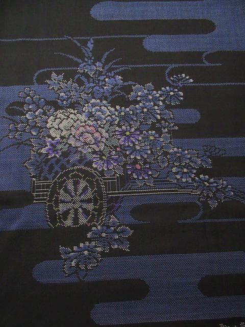 着用少ない！美品＊純泥染＊9マルキ＊本場大島紬＊黒＆青＊着物