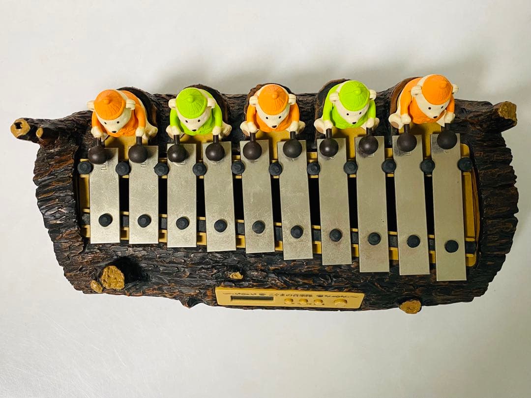 美品 】「こぐまの音楽隊」 からくり鉄琴オルゴール & 目覚まし置時計