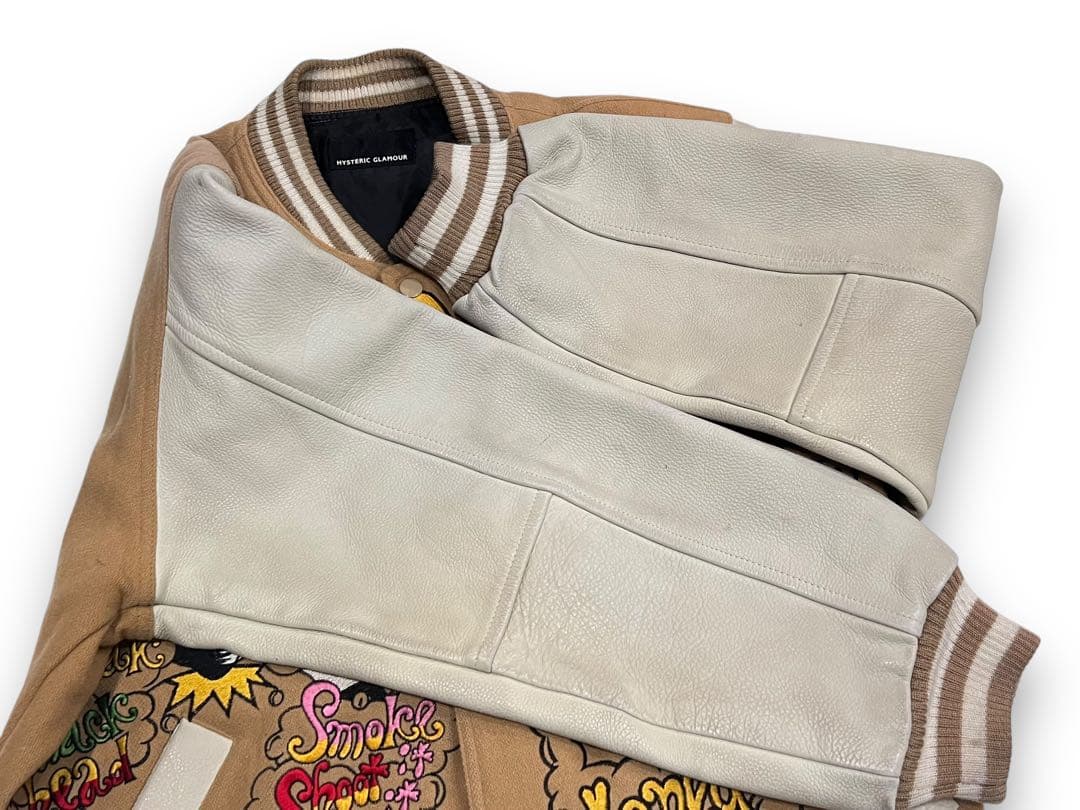 レア90s【HYSTERIC GLAMOUR】袖レザー ウール スタジャン - メルカリ