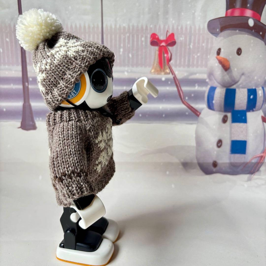 専用 雪模様いっぱい編み込んだセーターとニット帽＊グレージュ 雪模様赤の