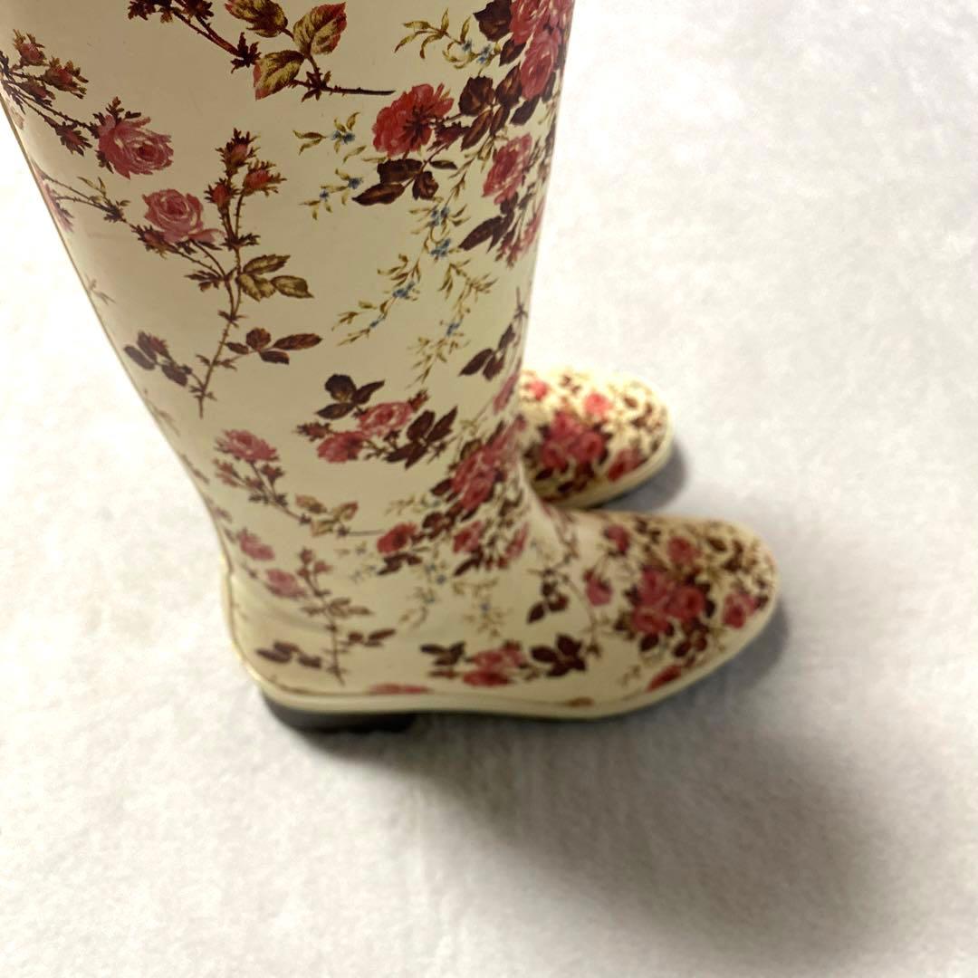 PINK HOUSE レインブーツ シューズ 長靴 花柄 ロング 23.5cm