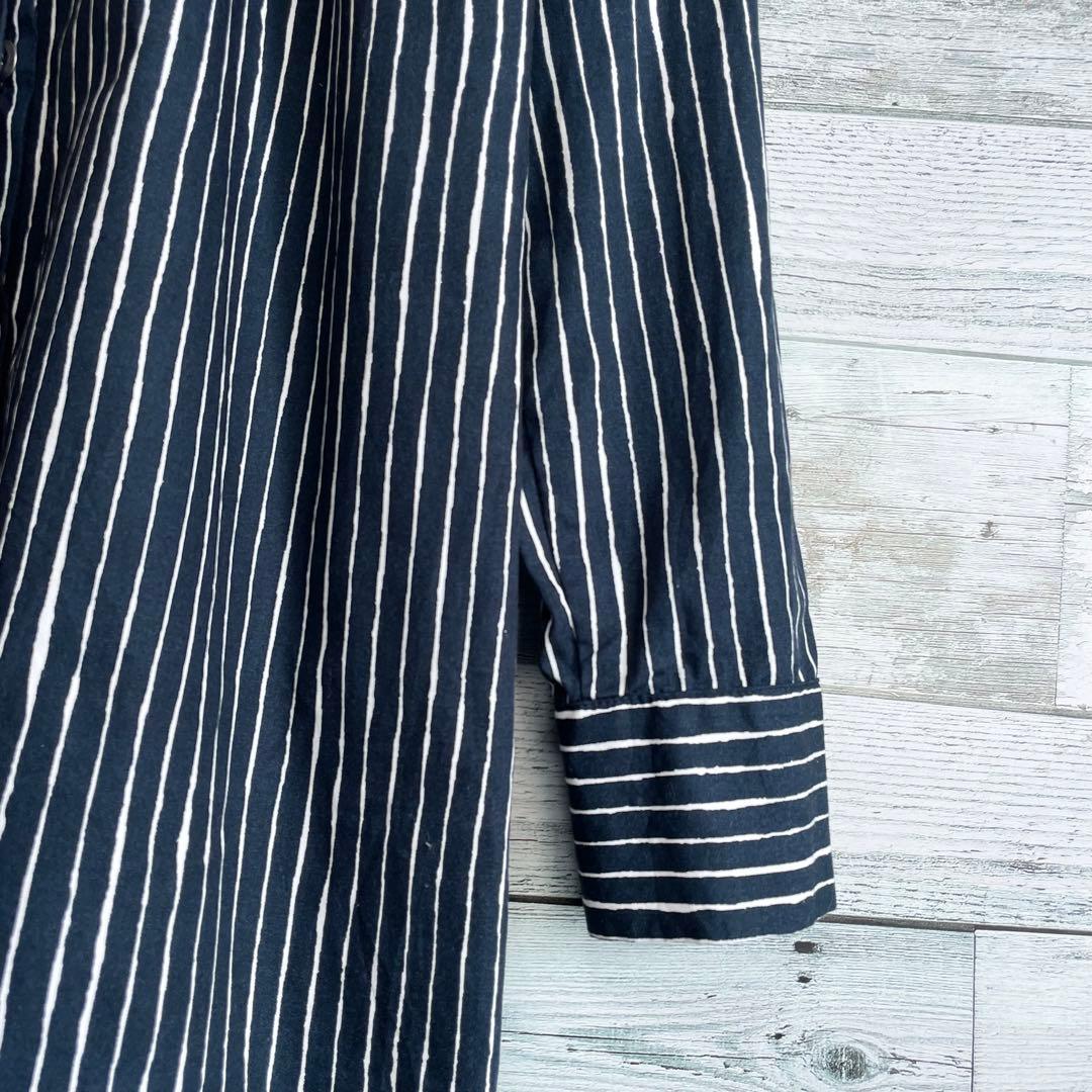 ☆美品☆マリメッコ シャツワンピース PICCOLO 縦縞 銀ボタン 比翼