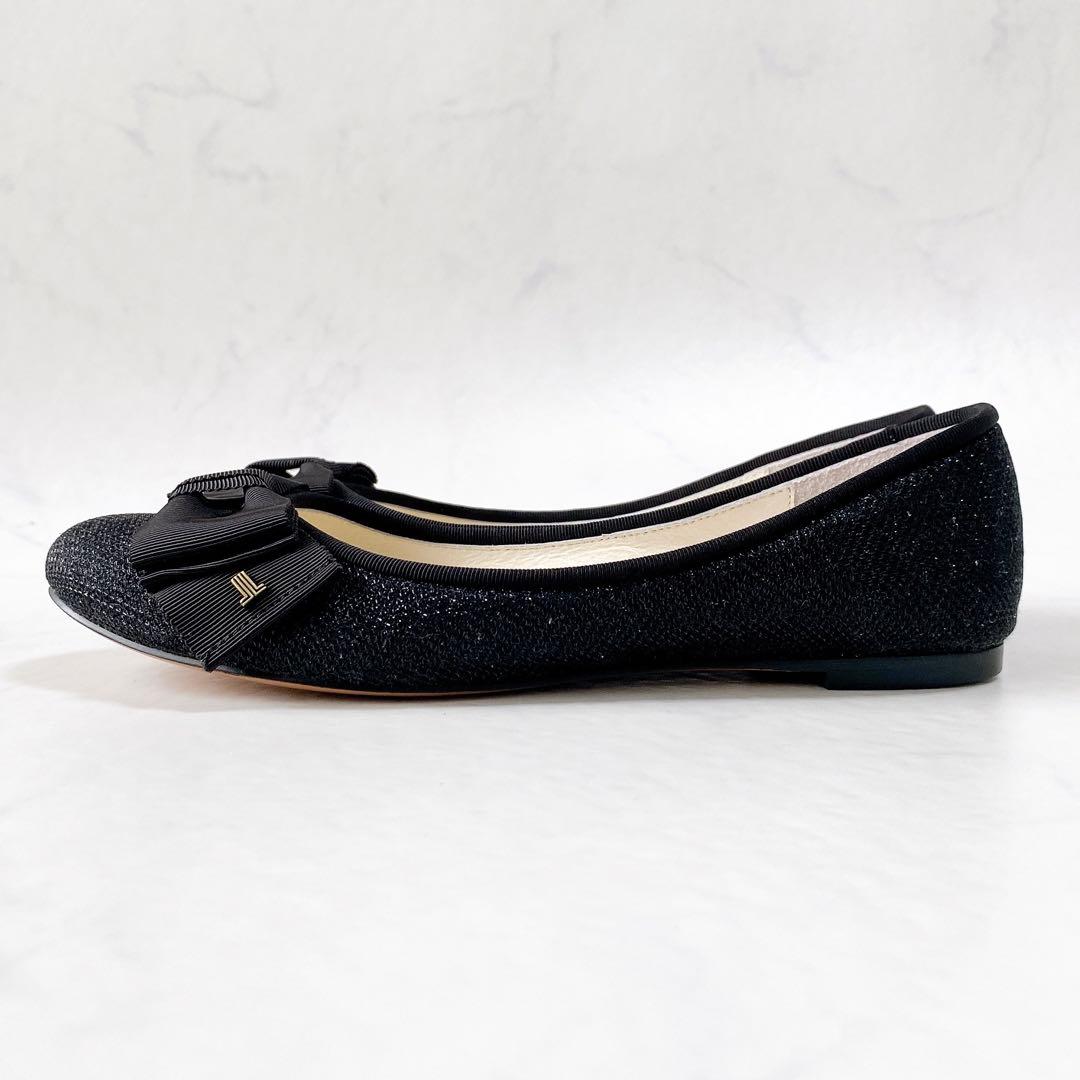 LANVIN en Bleu バレエシューズ リボン ブラック 黒 23.5cm