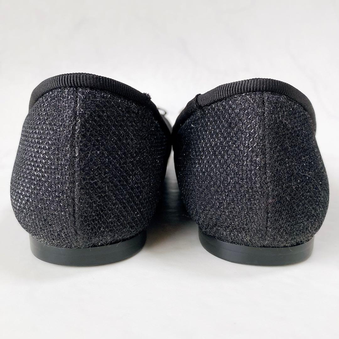 LANVIN en Bleu バレエシューズ リボン ブラック 黒 23.5cm