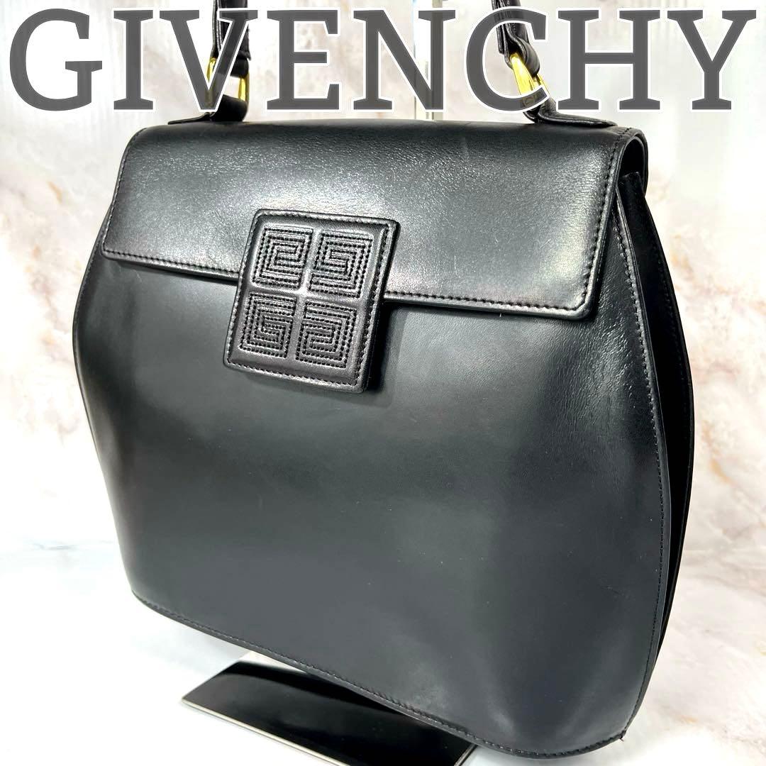 【美品】GIVENCHY フォーマルバッグ 4Gロゴ 冠婚葬祭 レザー ブラック ジバンシー Givenchy ハンドバッグ フォーマルバッグ ロゴ レザー