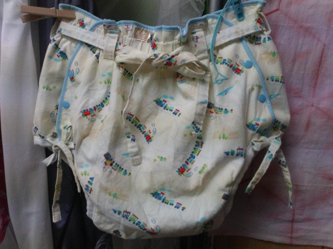 懐古堂 大人おむつカバー Lサイズ アイボリー 裏は白撥水 金属ホック