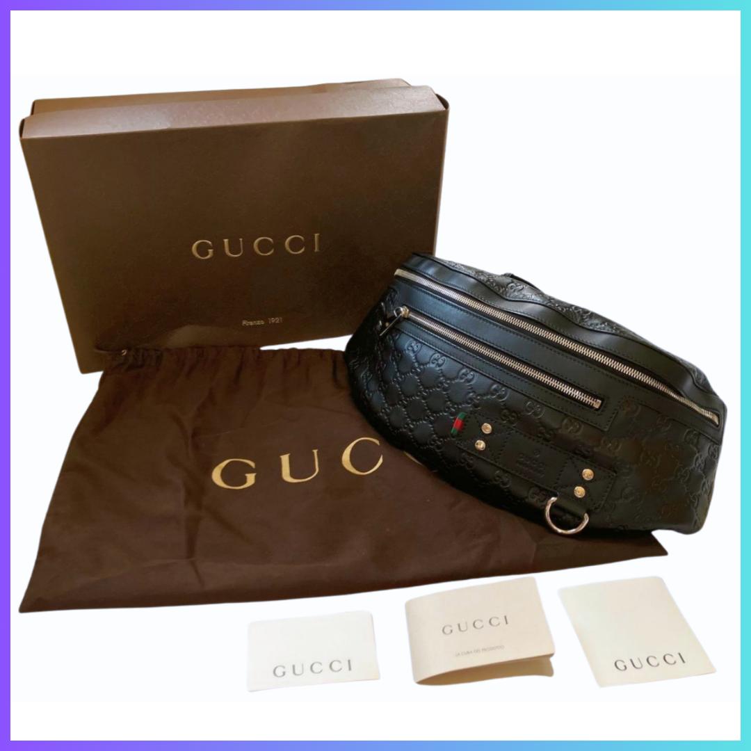 Aliyさま専用 GUCCI グッチシマ レザー ボディバッグ 収納袋、箱付属