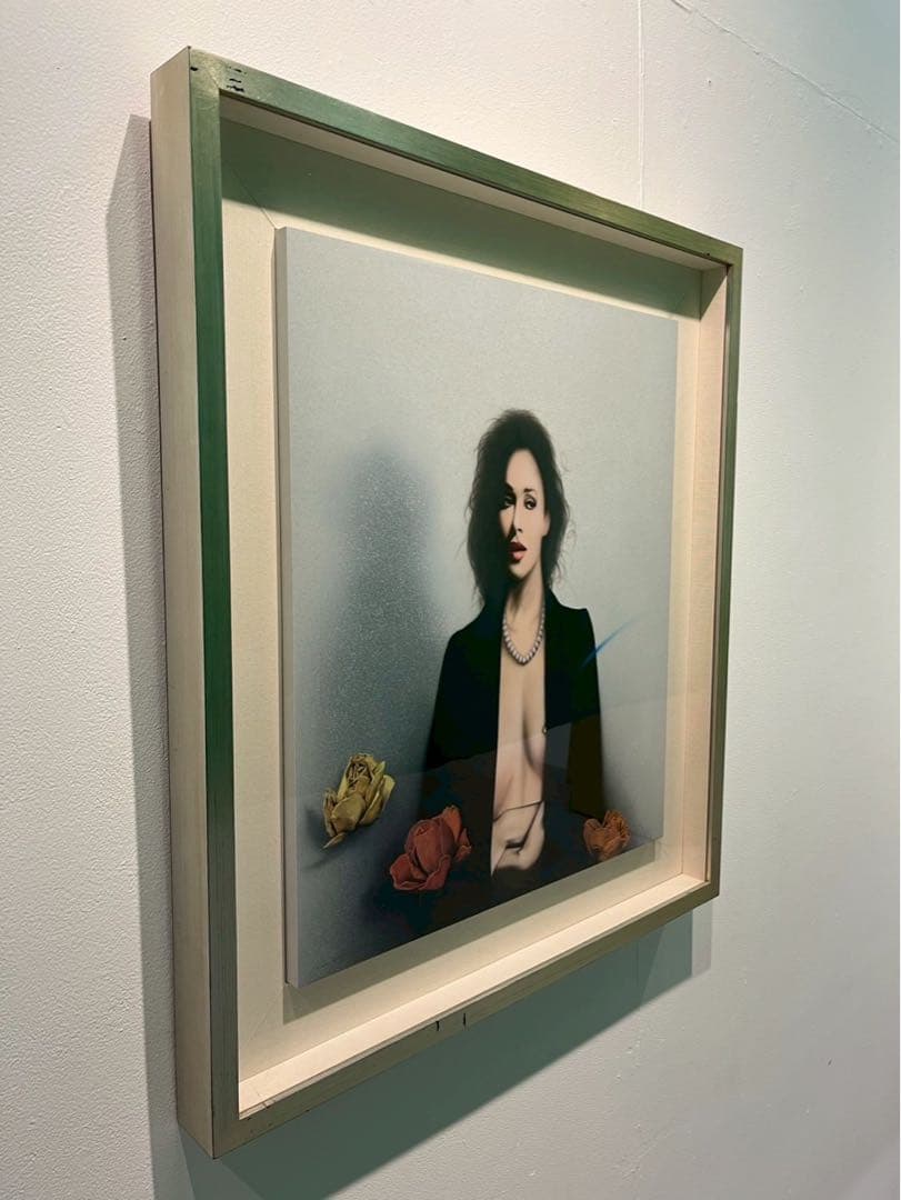 三尾公三 アクリル画 干ばらと女 1990 額装