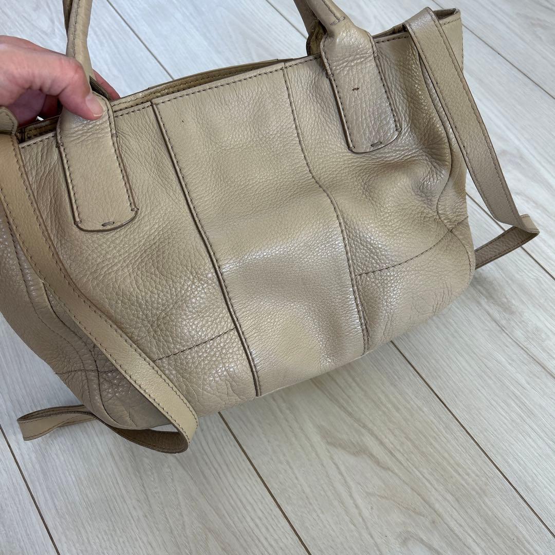 フェラガモ ガンチーニ グレージュ ハンドバッグ レザーショルダー