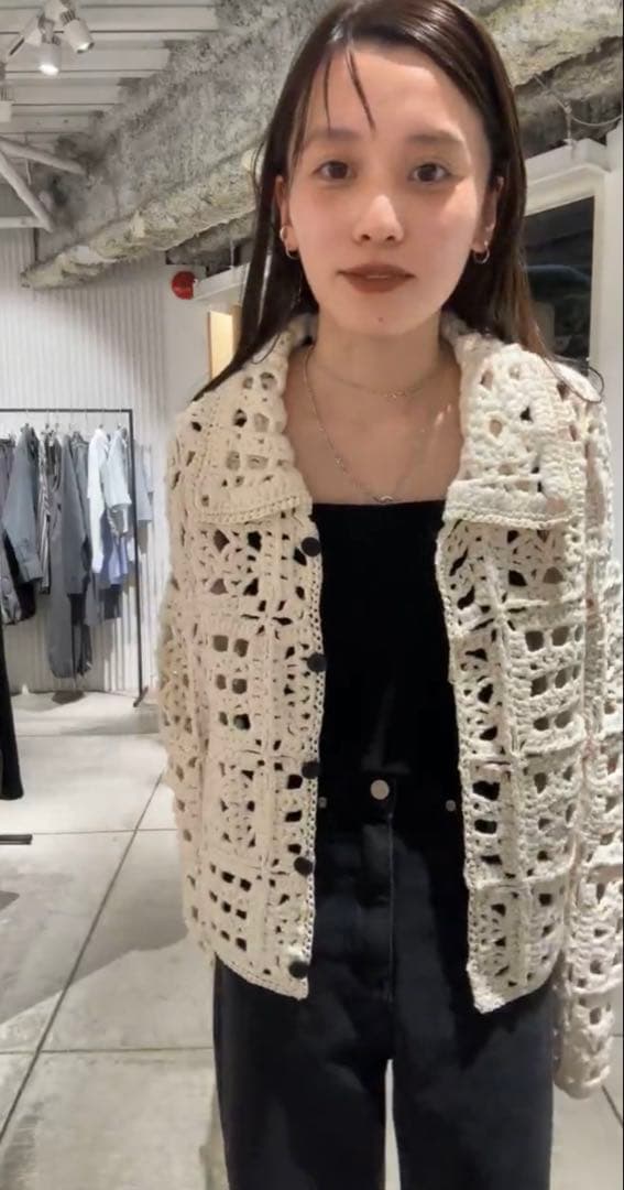 新品TODAYFUL Crochet Knit Shirtsエクリュ