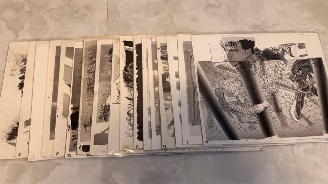 Berserk Genga Art copy complete sets 17枚 New Berserk Official Guide Book + Vol.42 Set Japanese Manga