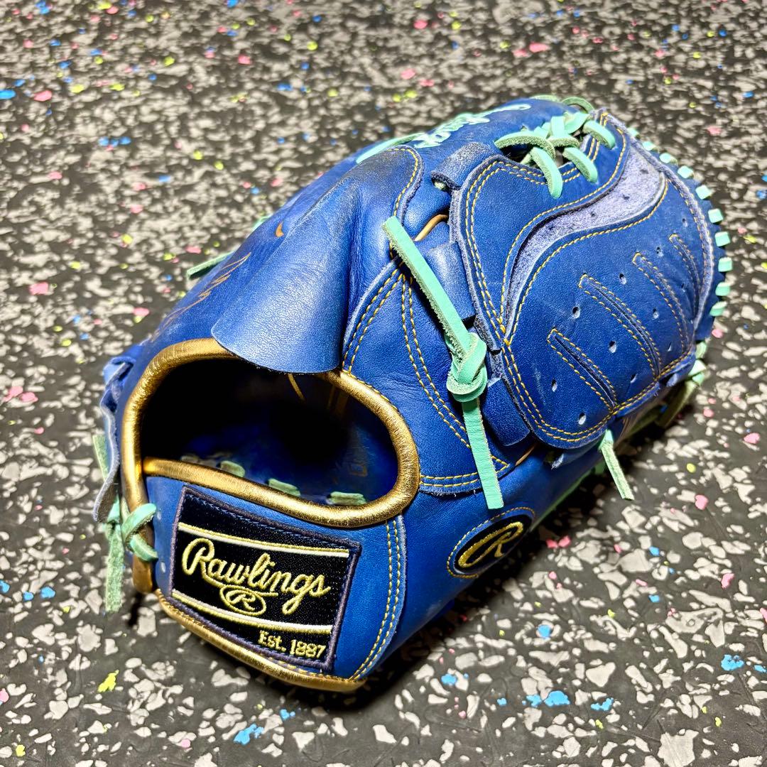 ローリングス ハイパーテック 軟式用 投手用 グローブ ブルー ゴールド 野球 ローリングス（Rawlings）（メンズ）軟式用グラブ 投手用 野球グローブ