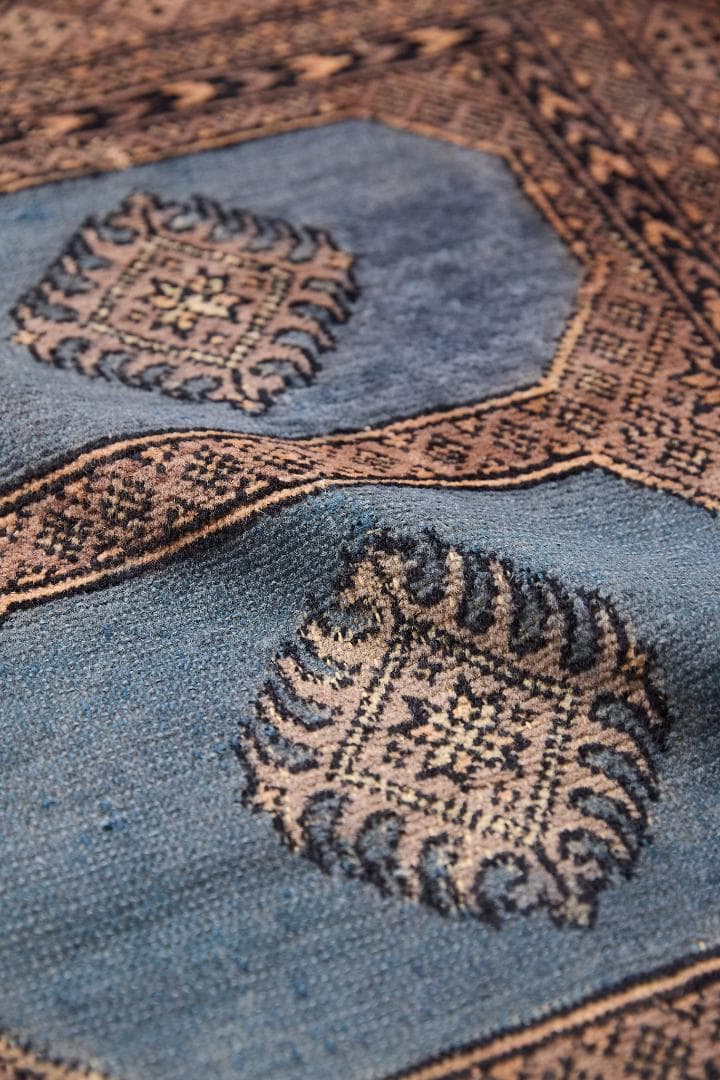 ヴィンテージラグ トライバルラグ ラホール産（119×76cm）青 茶 グレー