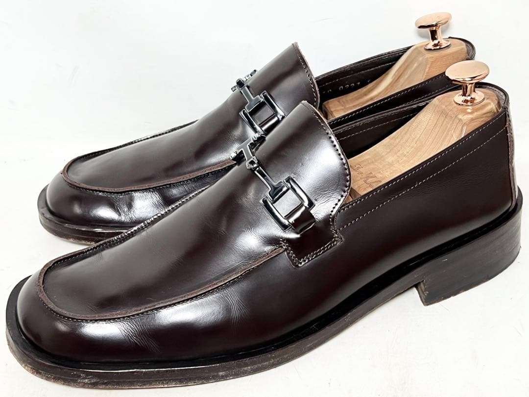 良品 イタリア製 GUCCI 41.5E レザーホースビットローファー シューズ