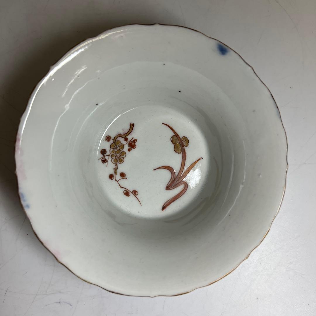 古伊万里 瑠璃金彩 向付5客 直径11.5㎝木箱付タルチ 東