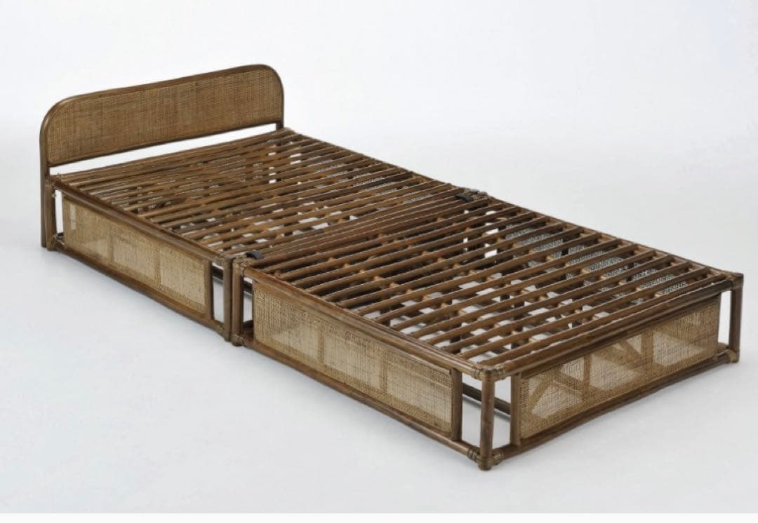 ラタン製 折りたたみベッド 籐(ラタン)ベッド ヘッドボード付籐すのこベット シングル アジアン