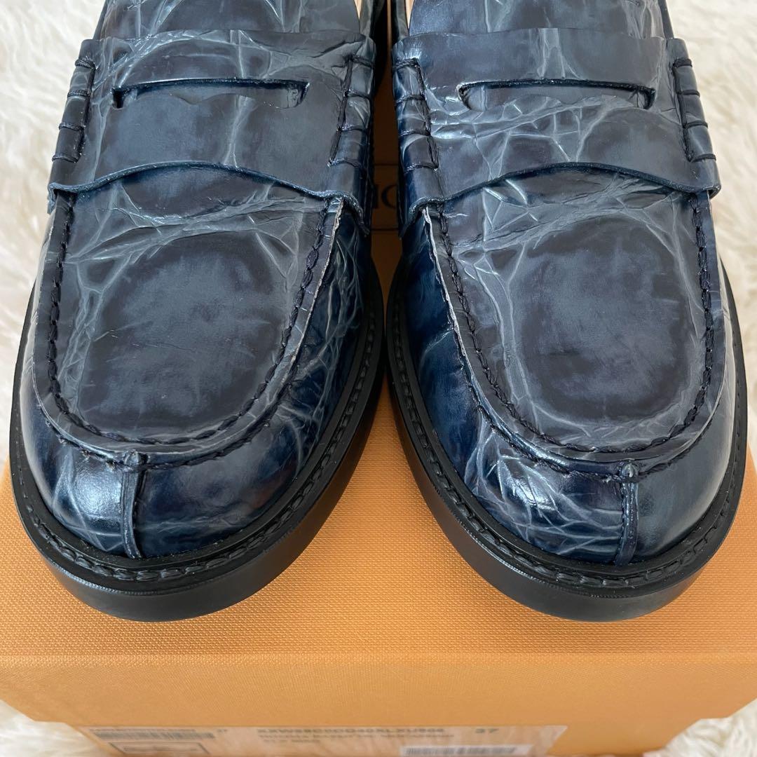 新品✨ TOD'S トッズ ペニーローファー クロコ型押し 紺 24cm 箱付き