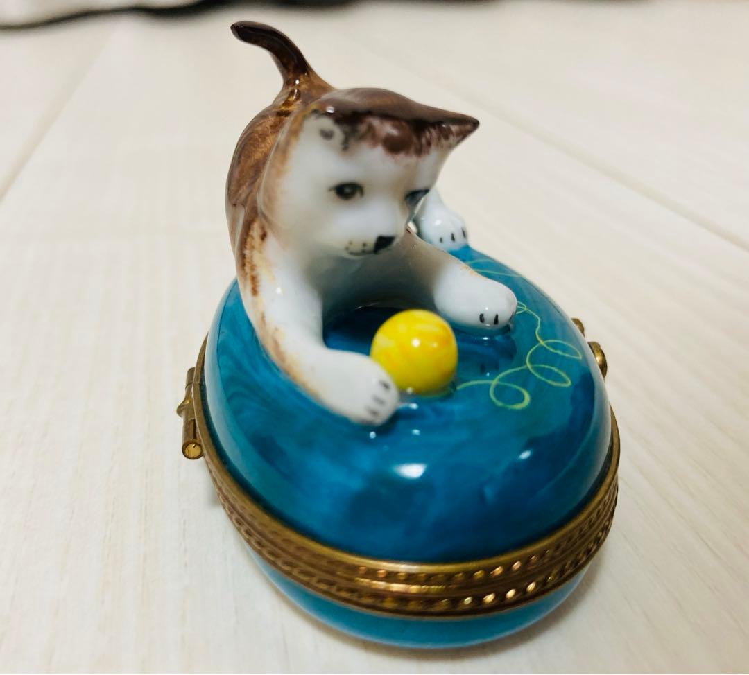 ☆美品☆リモージュボックス Limoges box 猫の小箱 ピルケース