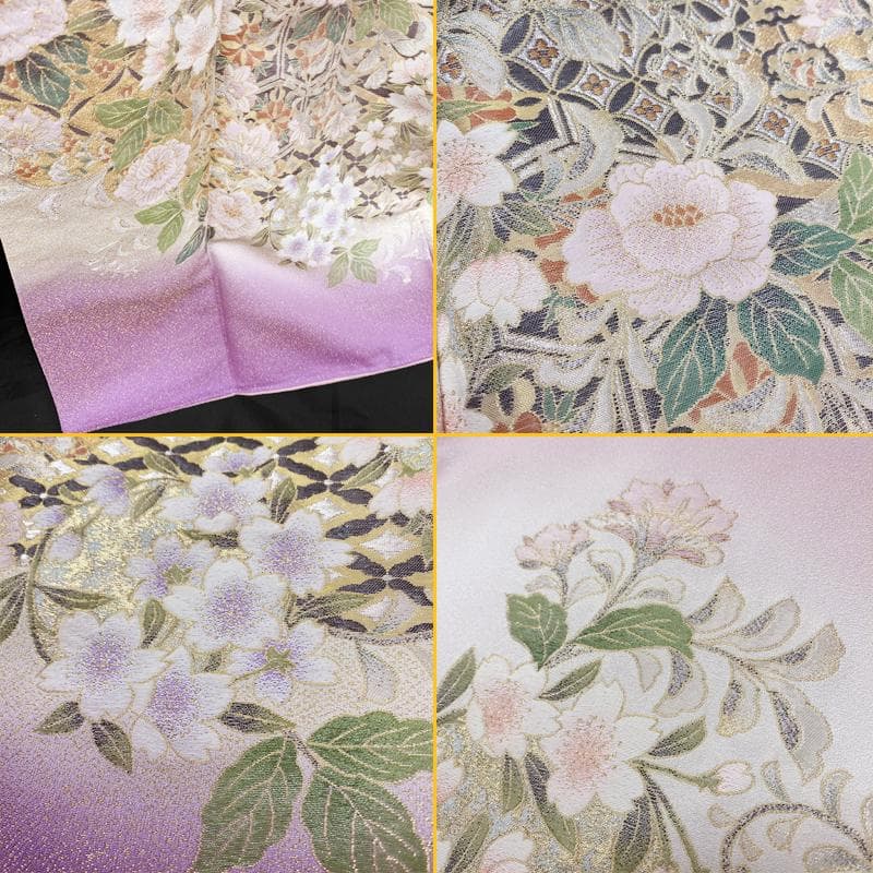 512mt55,504mu51○豪華 縫い取り訪問着 宝相桜華文 金銀糸きらめく