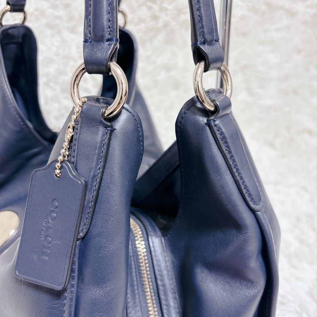 極美品!!】COACH ショルダーバッグ ターンロック レザー ネイビー
