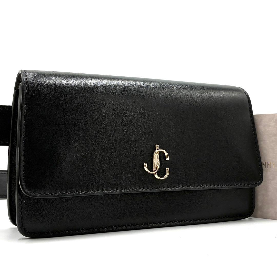 【極美品】ジミーチュウ デカロゴ ボディバッグ ウエストバッグ 正規品 ブラック JIMMY CHOO（ジミーチュウ） JIMMY CHOO YORK UUF ボディバッグ ヨーク