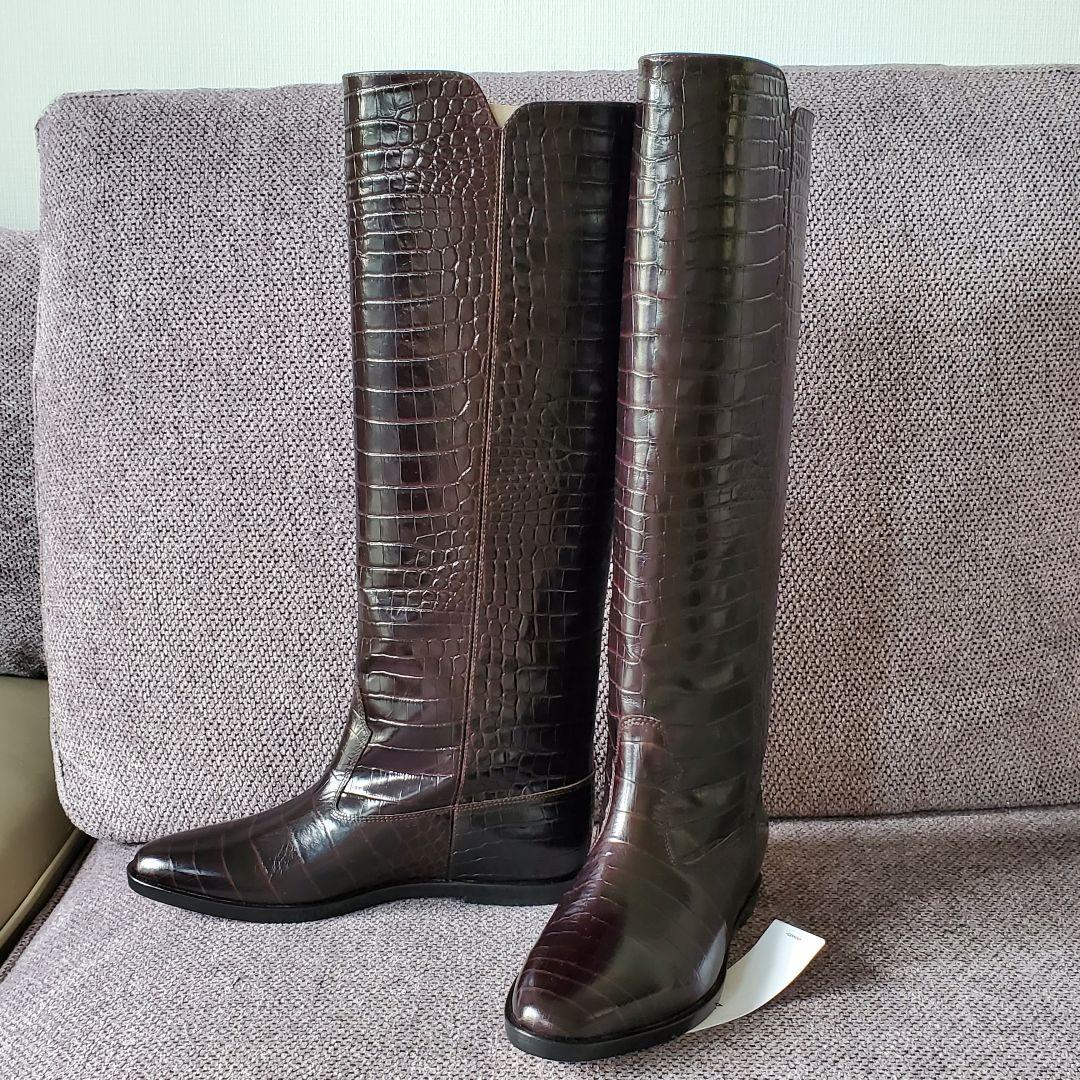 新品【BRENTA】ブレンタ 36 クロコ型押ロングブーツ ブラウン - メルカリ