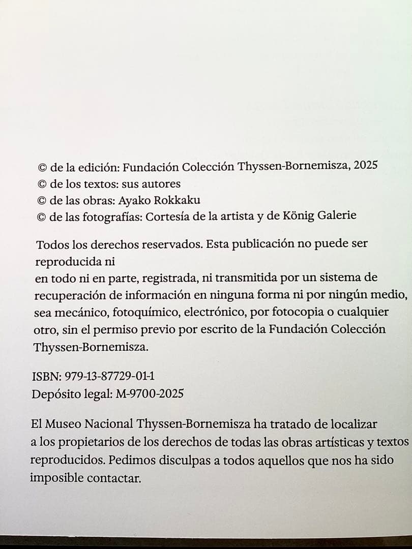 ラスト1冊☆ロッカクアヤコ個展 ティッセ ン = ホルネミッサ美術館