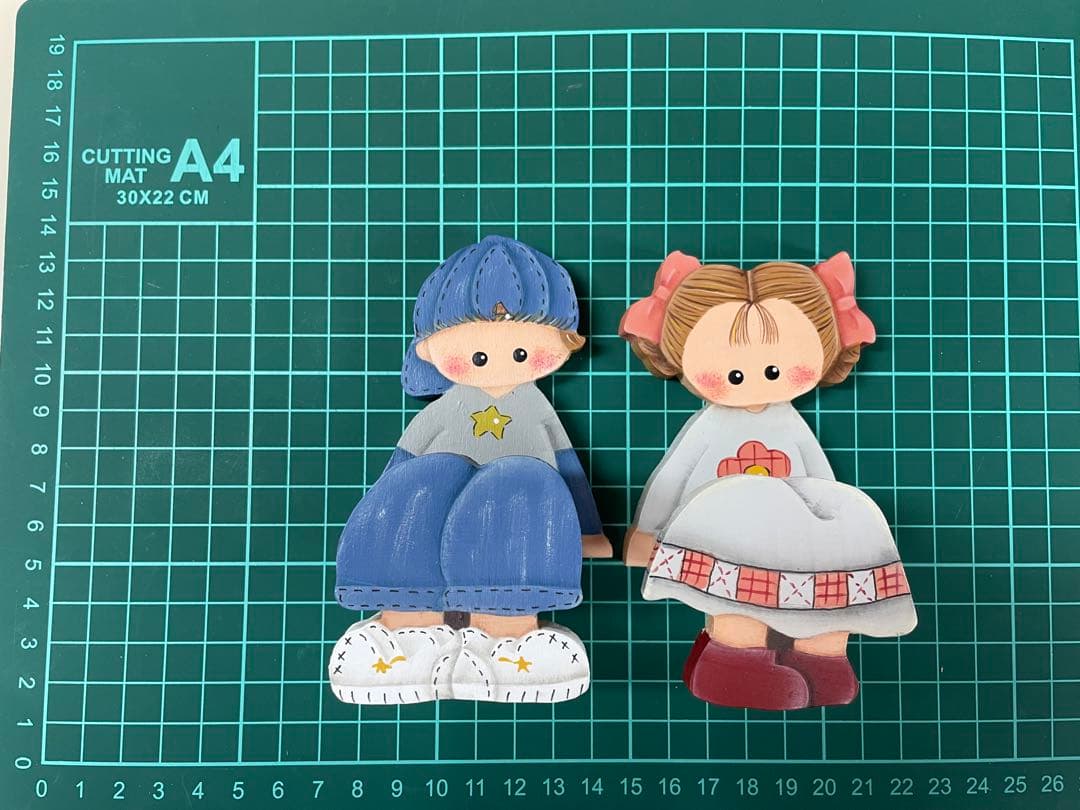 トールペイント 作品 かわいい男の子と女の子 ハンドメイド カントリー