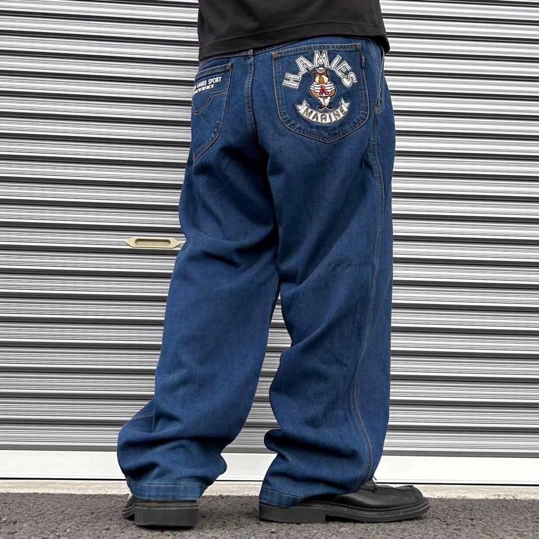 古着 00s HARDY AMIES 極太 ワイド バギー 刺繍 デニムパンツ - メルカリ