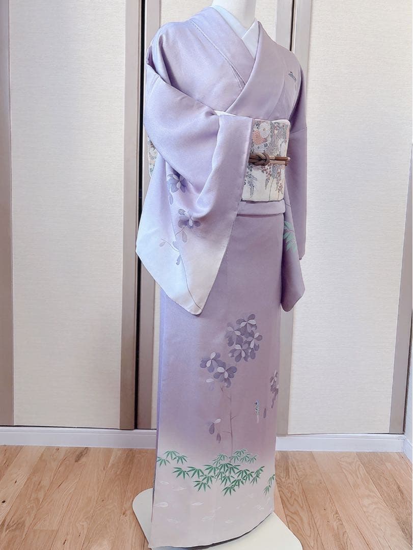 美品 訪問着 さが美 フルセット 裄66 卒業式 入学式 M S 雀 鳥 作家物