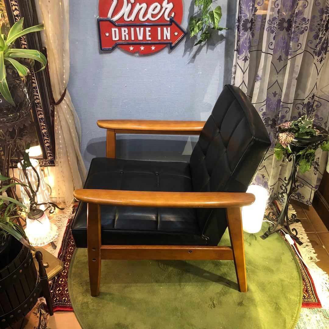 リ*中様 B class カリモク1シーター チェアソファー レトロ ブラック