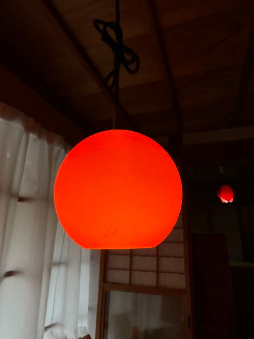昭和レトロ　ペンダントライト　オレンジ　当時物　レトロ照明　極美品　レトロ ペンダントライト オレンジ 天井照明 昭和レトロ | 春眠雑貨店