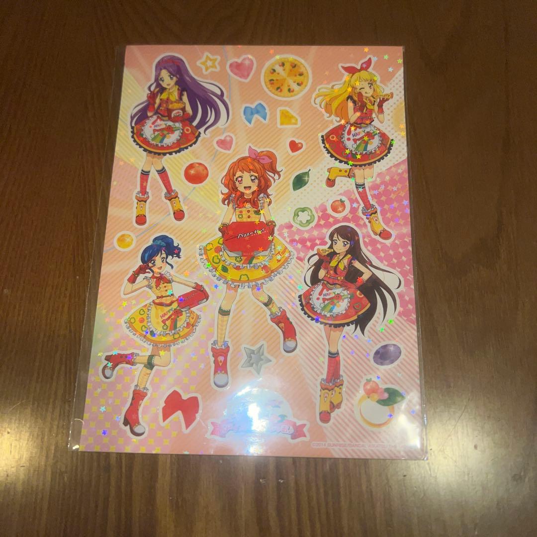 アイカツ ピザハットコラボ ステッカー いちご あおい 蘭 あかり 美月