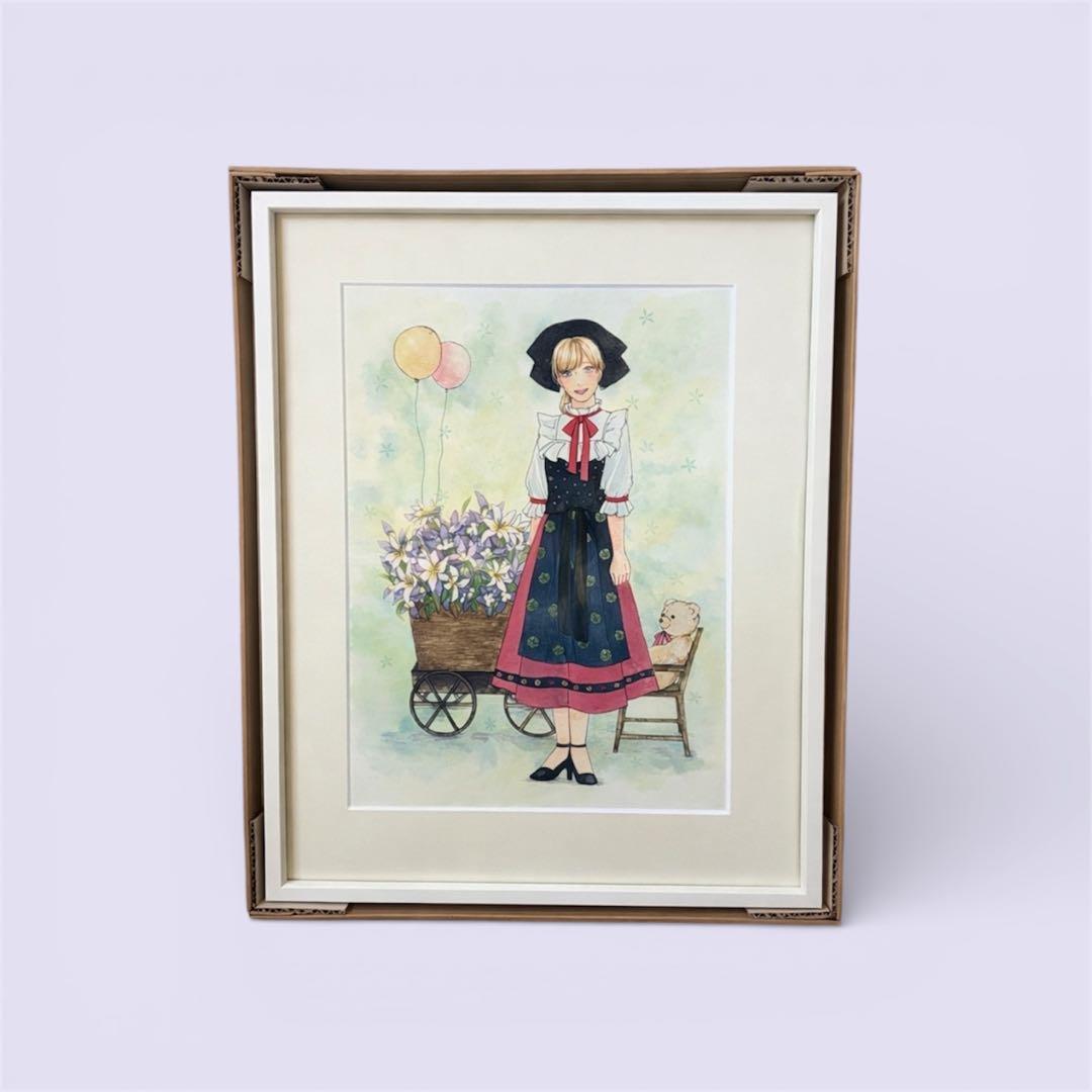 昭和レトロ 美少女イラスト 額装 作者不明 少女画 インテリア - メルカリ