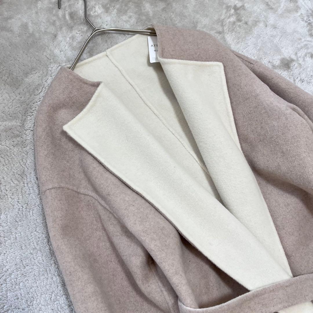 新品 アンタイトル ベルテッド配色ミドルリバーコート ダブルフェイス