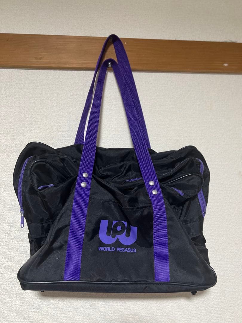 WORLD PEGASUS スクールバッグ 黒/紫 ワッペ スクバ - メルカリ