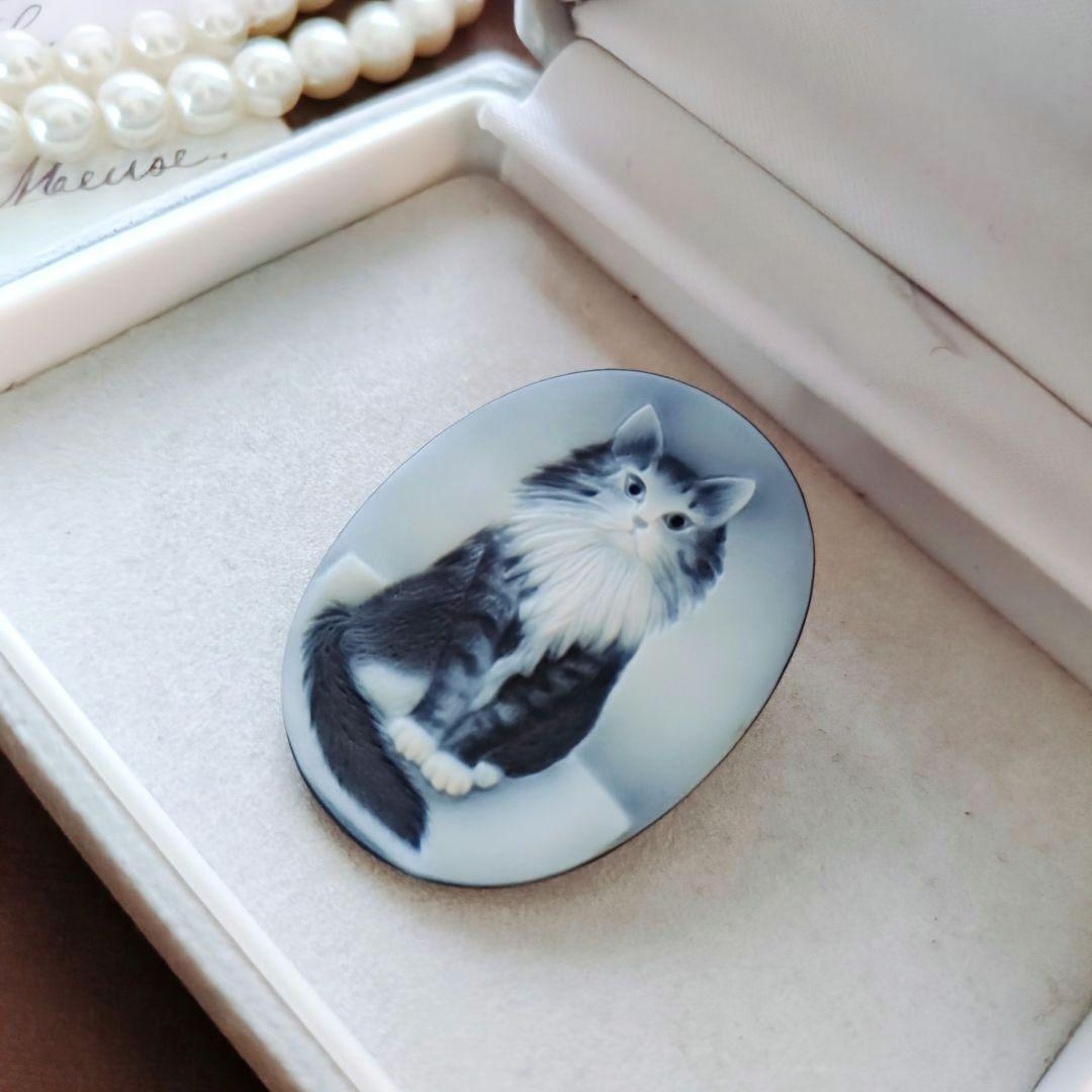 ドイツ CAMEO ストーン メノウ カメオ ルース 猫 メインクーン