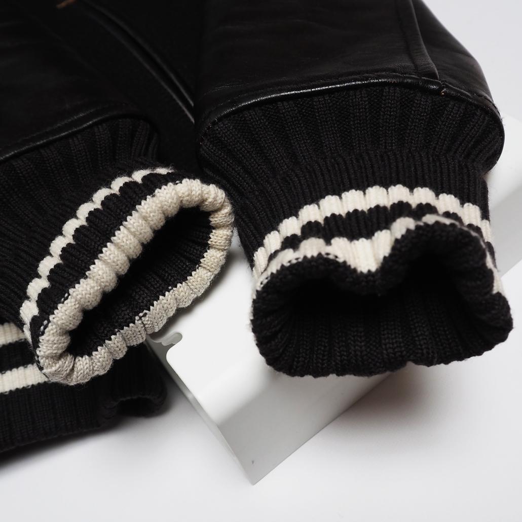 COOTIE PRODUCTIONS 襟付き短丈 袖革スタジャン チェーン刺繍 COOTIE