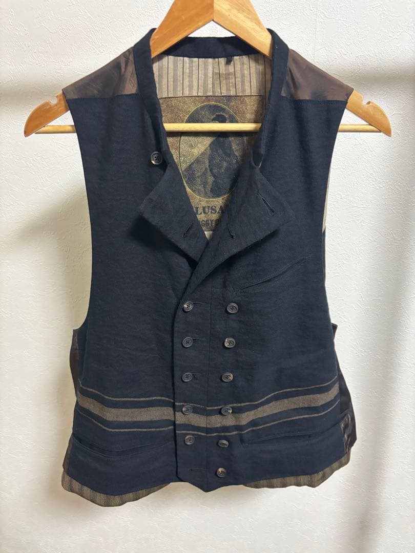 ZIGGY CHEN ジギーチェン　メンズダブルベスト STAND COLLAR DOUBLE BREASTED PATCHWORKWAISTCOAT / ツイード ダブル