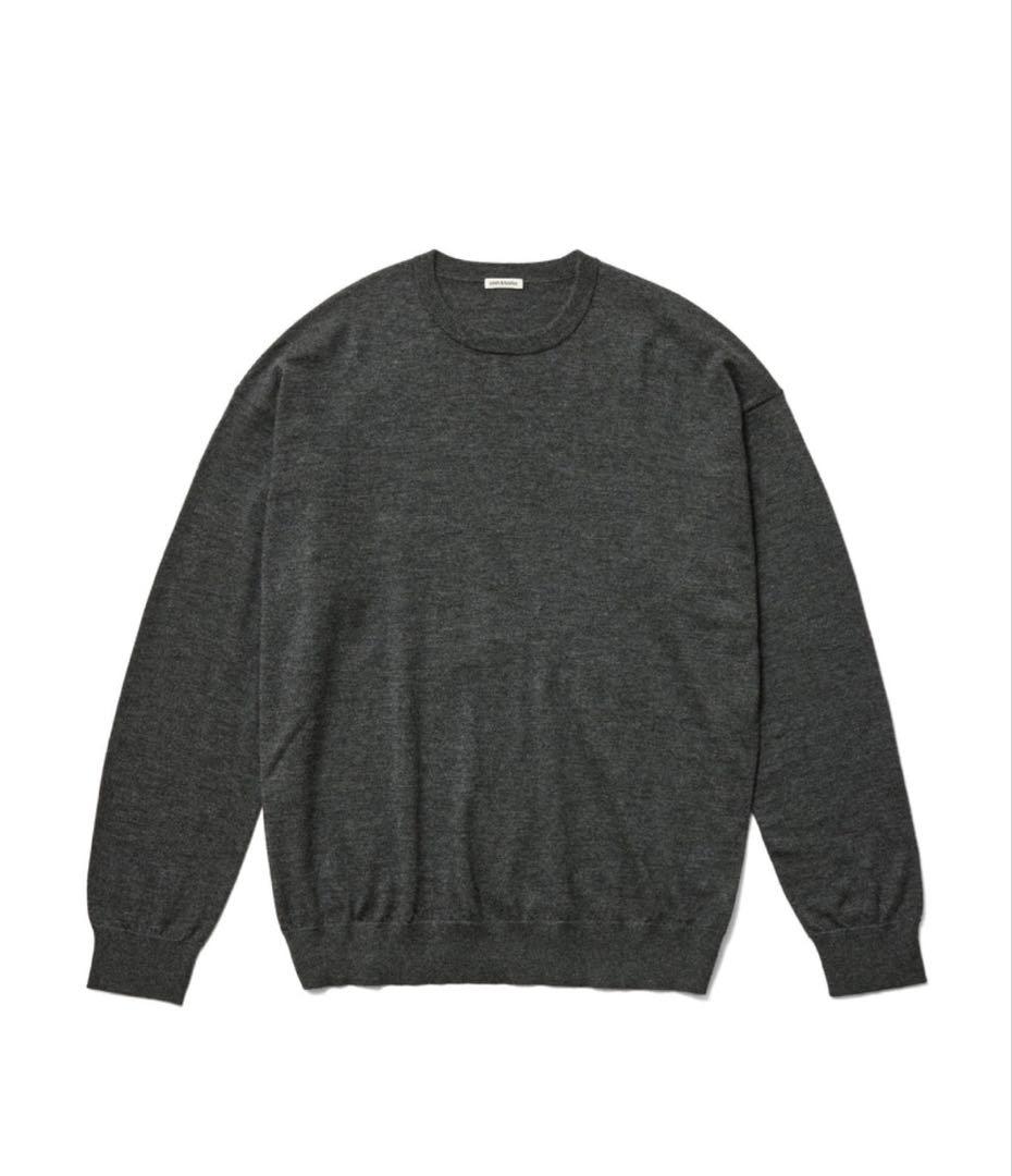 【超美品】cash & barba ウーステッドカシミアクルーネック size1 ウーステッドカシミヤ 150 クルーネック, Top Gray – cash & barba