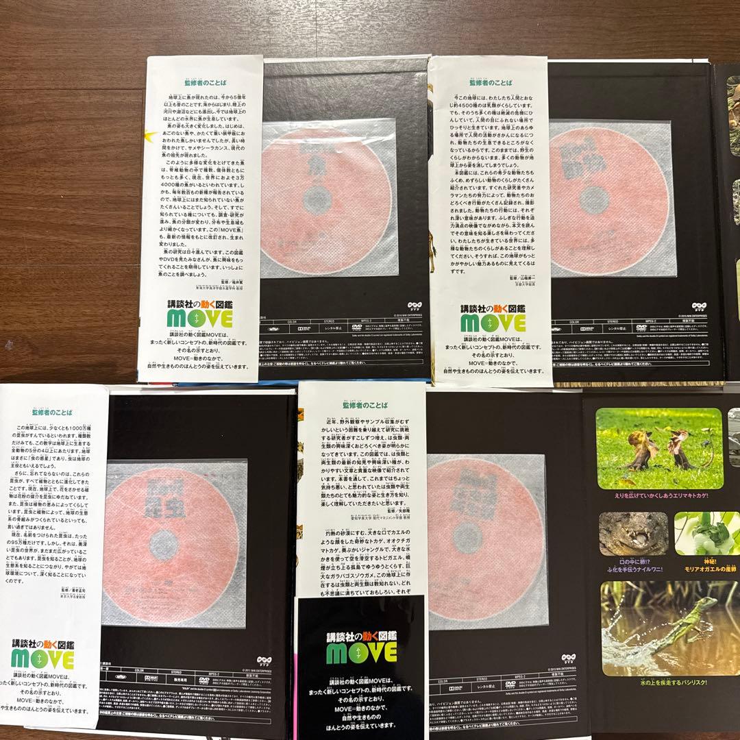 講談社の動く図鑑move 魚動物昆虫は虫類両生類人体のふしぎ 5冊 セット