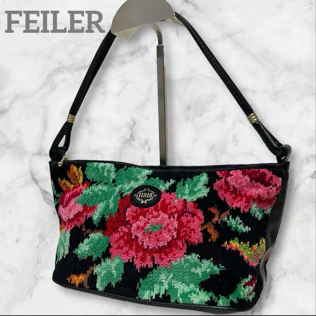 美品✨】 FEILER フェイラー シュニール織 花柄 ハンドバッグ ドイツ製